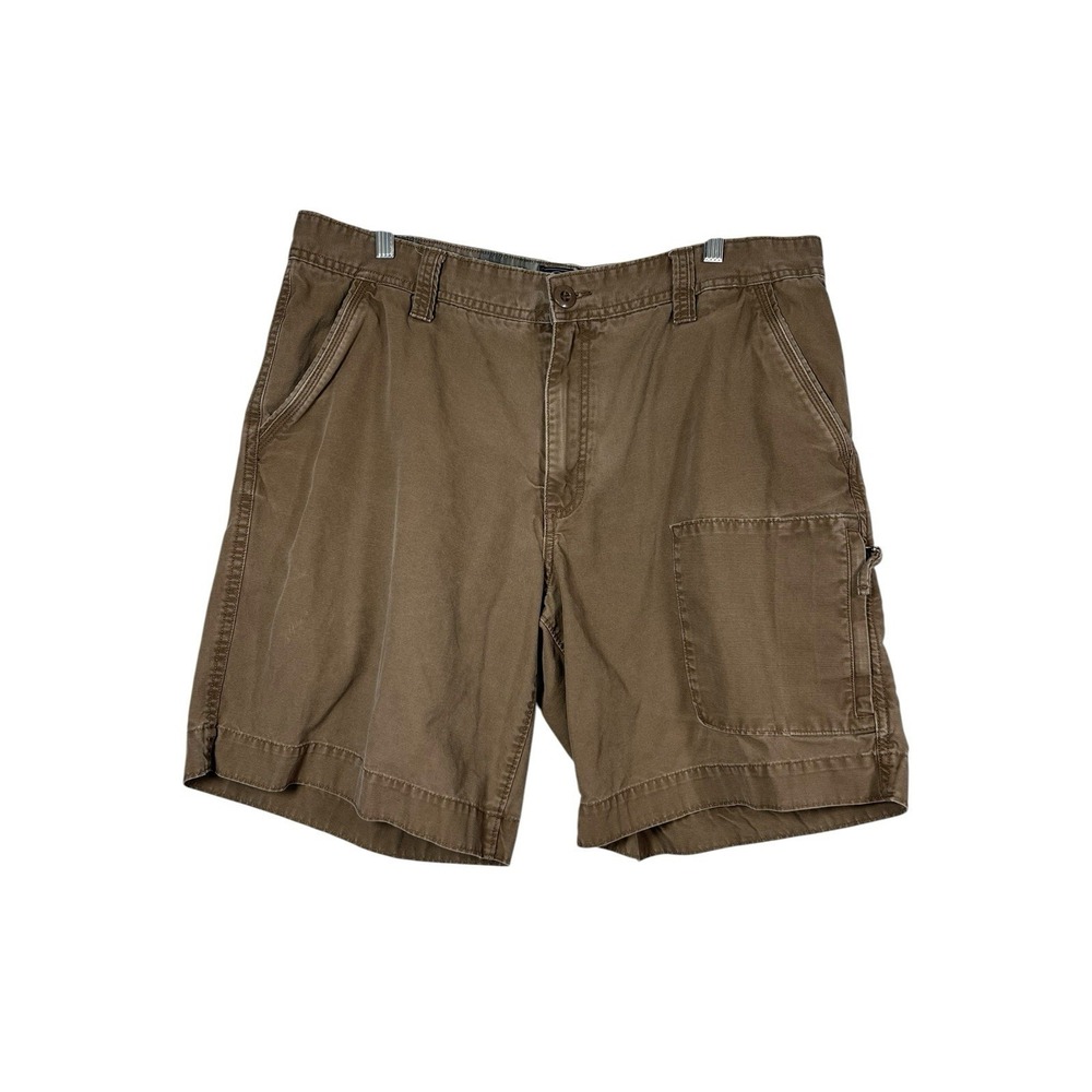 REDHEAD Sz 38 Cargo Shorts Brown Zipper Pocket Utility Canvas Cotton 9" Inseam